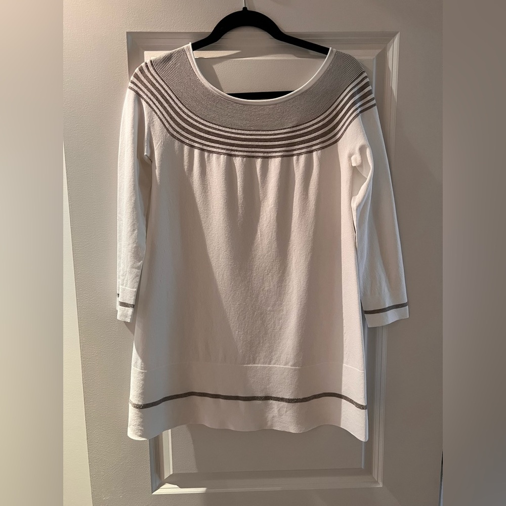 White and Silver Knit Tunic